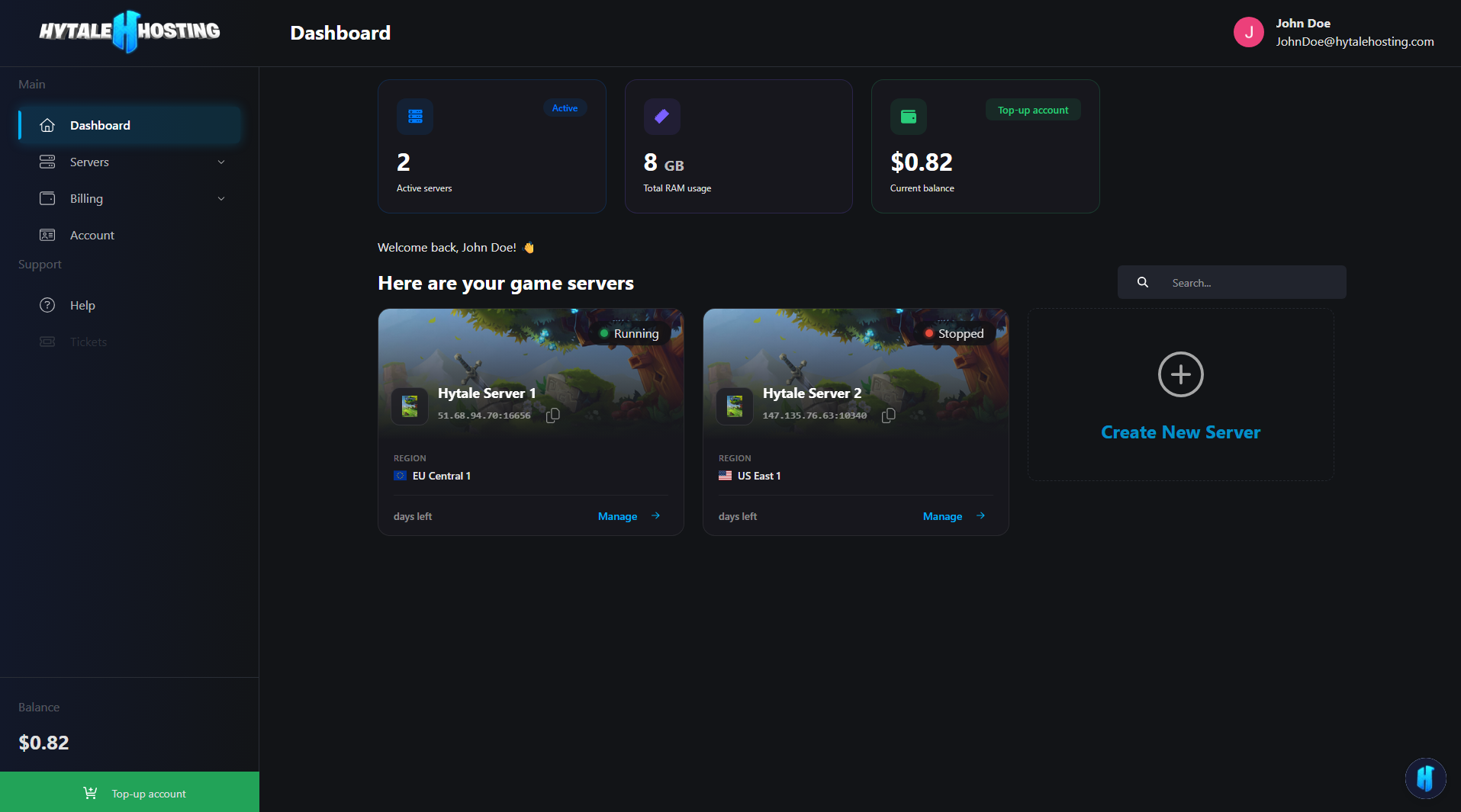 Hytale Hosting Dashboard